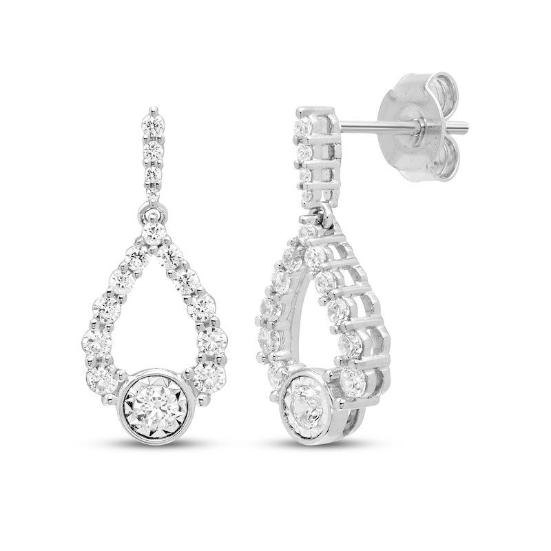 Main Image 1 of Milestones Diamond Teardrop Dangle Earrings 1/2 ct tw 10K White Gold