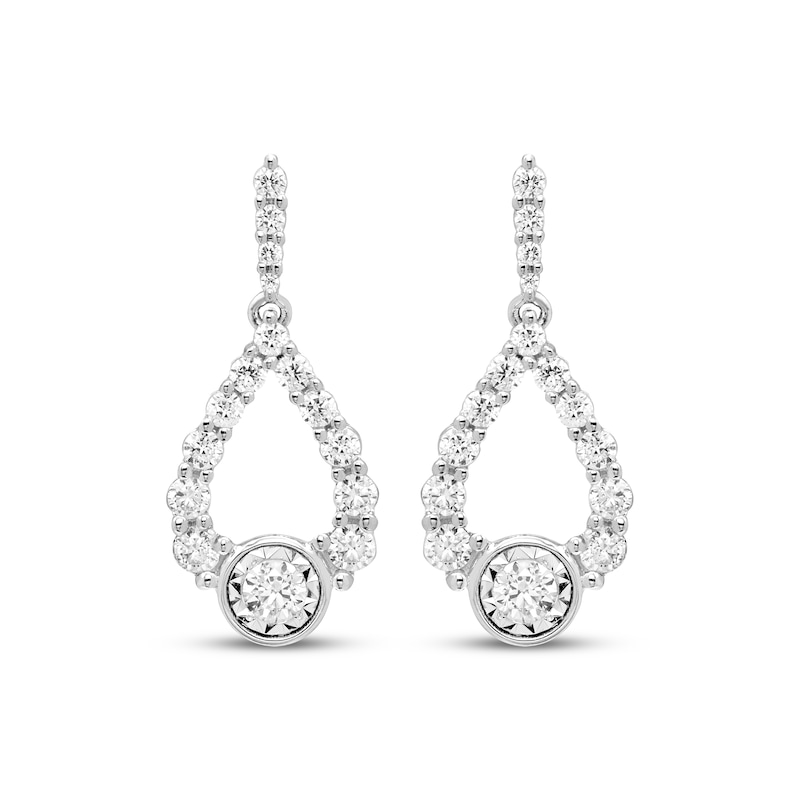 Main Image 2 of Milestones Diamond Teardrop Dangle Earrings 1/2 ct tw 10K White Gold