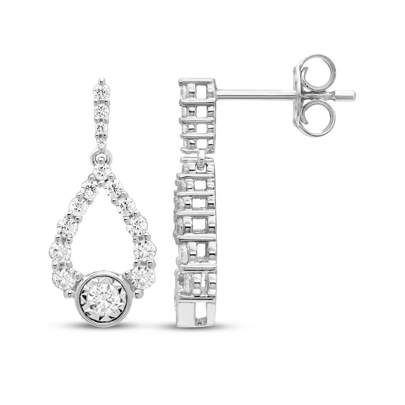 Main Image 3 of Milestones Diamond Teardrop Dangle Earrings 1/2 ct tw 10K White Gold