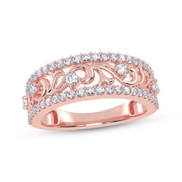 Diamond Baroque-Style Scroll Ring 1/2 ct tw 14K Rose Gold