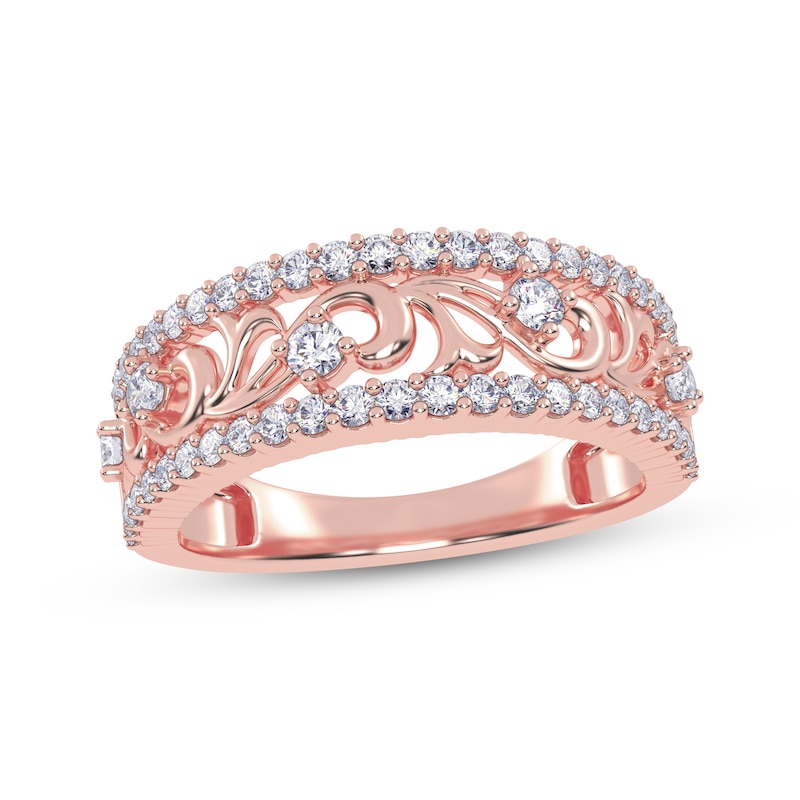 Main Image 1 of Diamond Baroque-Style Scroll Ring 1/2 ct tw 14K Rose Gold