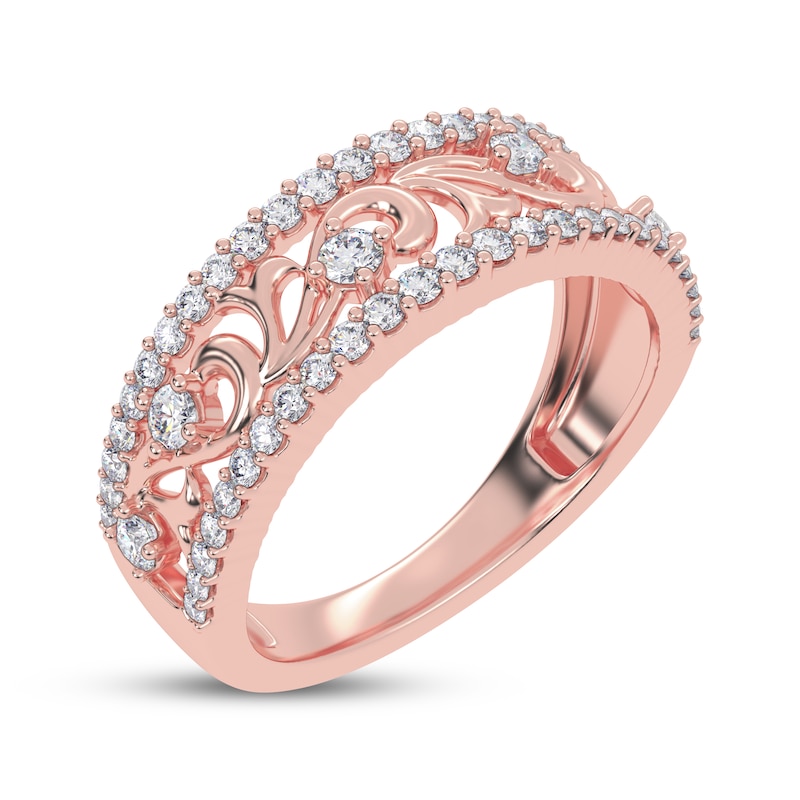 Main Image 2 of Diamond Baroque-Style Scroll Ring 1/2 ct tw 14K Rose Gold