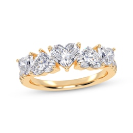 Lab-Grown Diamonds by KAY Heart-Shaped Alternating Ring 2 ct tw 14K Yellow Gold