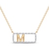 Thumbnail Image 1 of Diamond M Initial Rectangle Necklace 1/10 ct tw 10K Yellow Gold 18&quot;