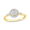 Thumbnail Image 1 of Multi-Diamond Halo Promise Ring 1/5 ct tw 24K Yellow Gold Vermeil Sterling Silver