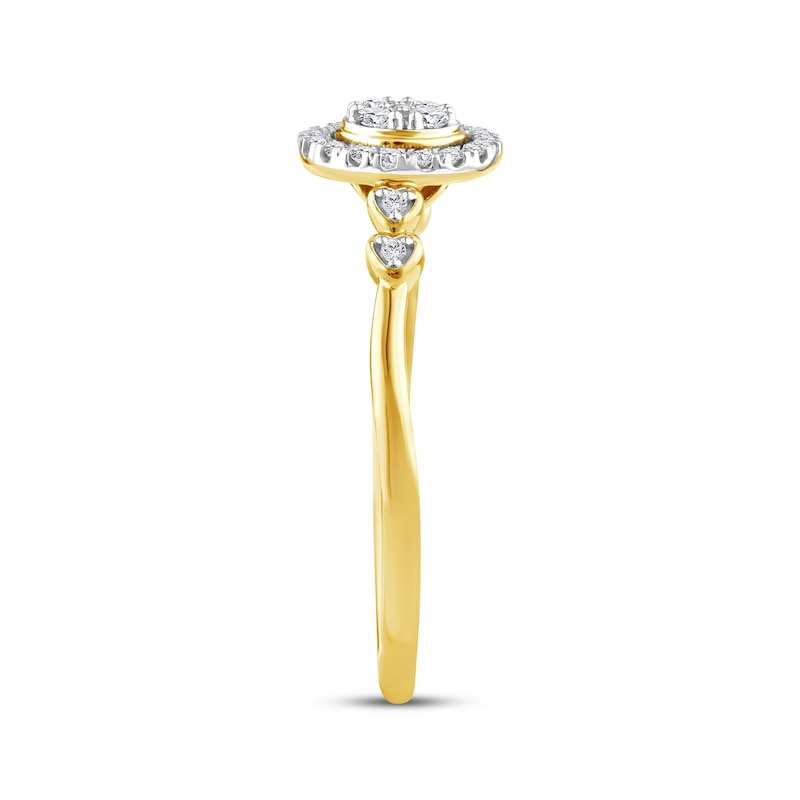 Main Image 2 of Multi-Diamond Halo Promise Ring 1/5 ct tw 24K Yellow Gold Vermeil Sterling Silver