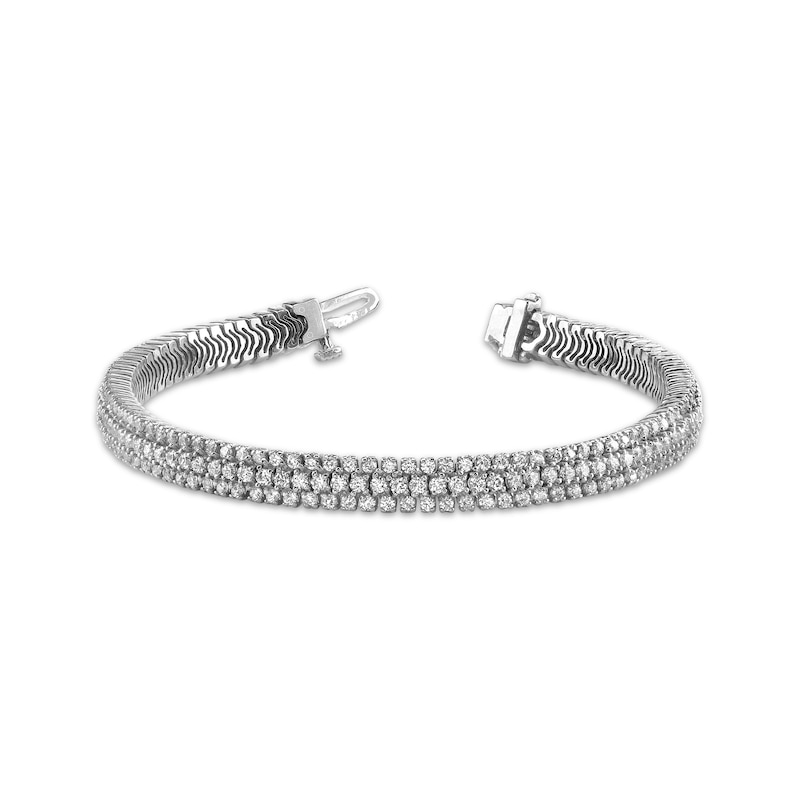 Main Image 1 of Diamond Three-Row Tennis Bracelet 5 ct tw 14K White Gold 7&quot;