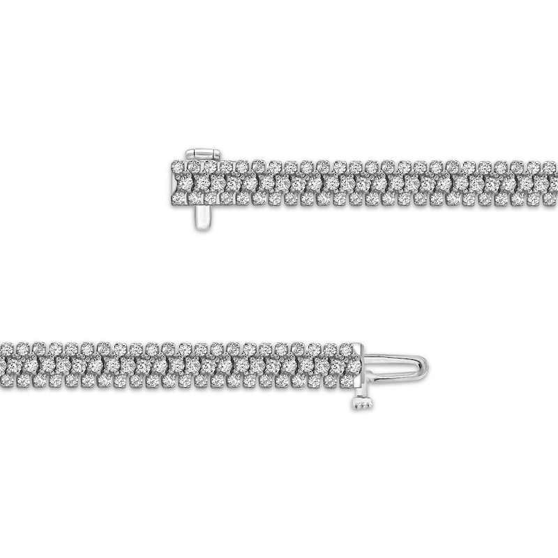 Main Image 3 of Diamond Three-Row Tennis Bracelet 5 ct tw 14K White Gold 7&quot;