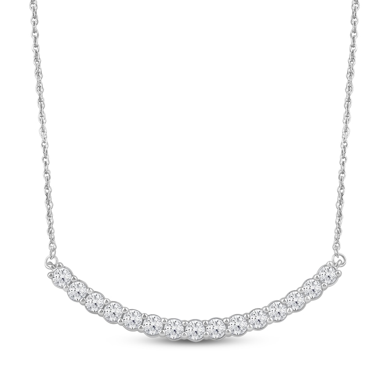 Main Image 1 of Lab-Grown Diamonds by KAY Smile Necklace 1 ct tw 14K White Gold 18&quot;