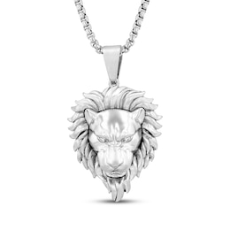 Men's Diamond Lion Head Necklace 1/20 ct tw Stainless Steel 24&quot;