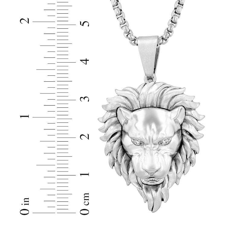 Main Image 4 of Men's Diamond Lion Head Necklace 1/20 ct tw Stainless Steel 24&quot;