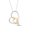 Thumbnail Image 1 of Diamond Loop Double Heart Necklace 1/10 ct tw Sterling Silver & 10K Yellow Gold 18&quot;