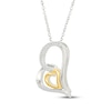 Thumbnail Image 2 of Diamond Loop Double Heart Necklace 1/10 ct tw Sterling Silver & 10K Yellow Gold 18&quot;