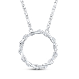 Diamond Twisted Circle Necklace 1/20 ct tw Sterling Silver 18&quot;