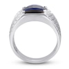 Thumbnail Image 2 of Men's Blue Lab-Created Sapphire & Diamond Ring 10K White Gold