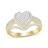 Thumbnail Image 1 of Multi-Diamond Center Heart Frame Engagement Ring 1/2 ct tw 10K Yellow Gold