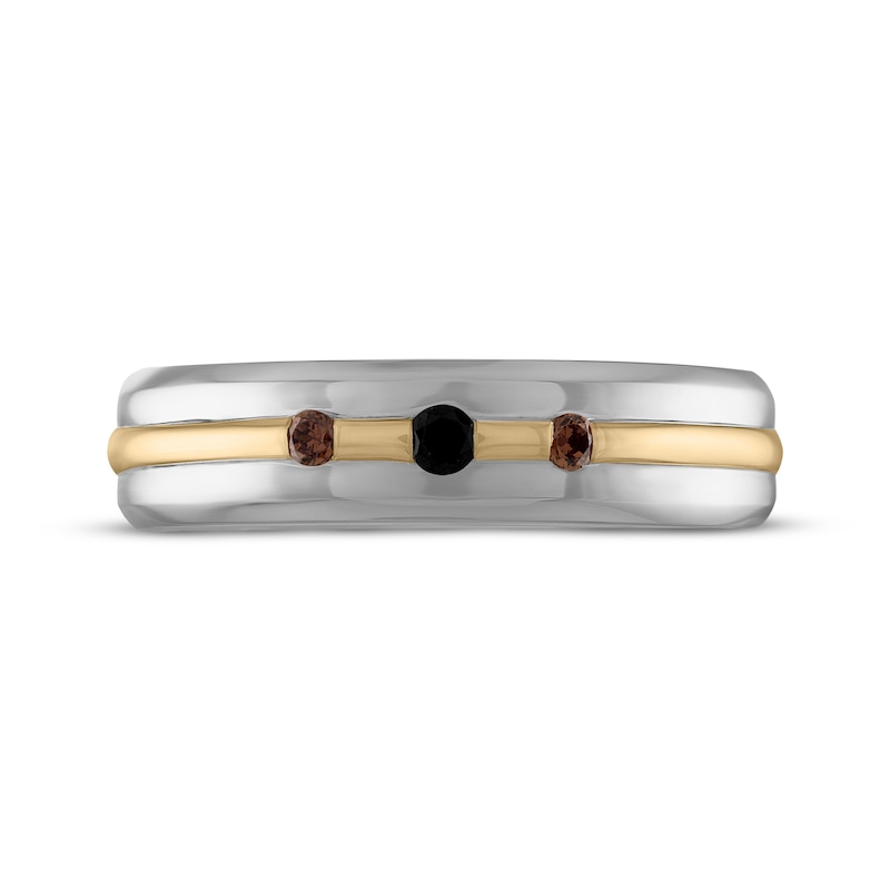 Main Image 3 of Men's Brown & Black Diamond Wedding Band 1/6 ct tw 10K Two-Tone Gold