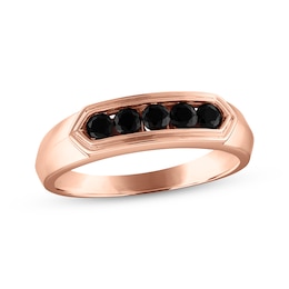 Men's Black Diamond Wedding Ring 1/2 ct tw 10K Rose Gold