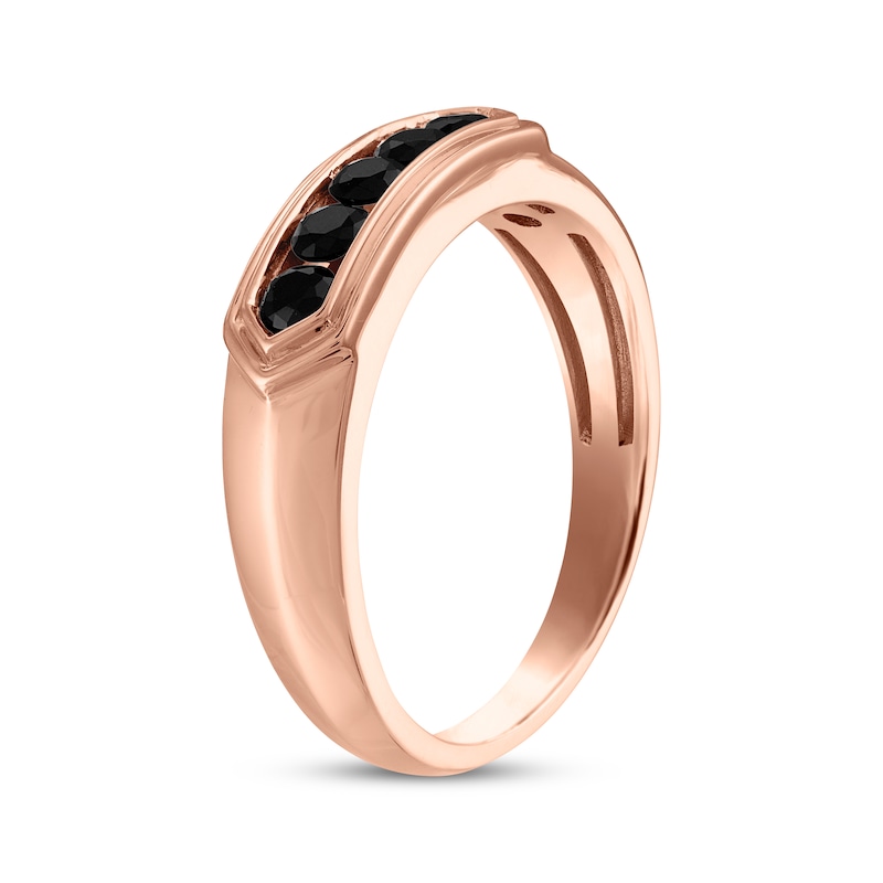 Men's Black Diamond Wedding Ring 1/2 ct tw 10K Rose Gold