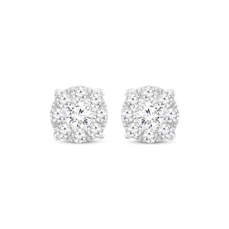 Multi-Diamond Stud Earrings 1 ct tw 14K White Gold