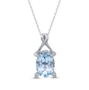 Thumbnail Image 0 of Oval-Cut Sky Blue Topaz & Diamond Necklace 1/20 ct tw Sterling Silver 18"