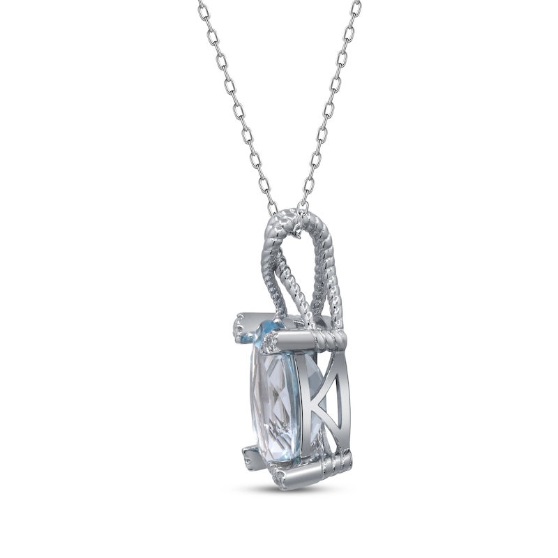 Oval-Cut Sky Blue Topaz & Diamond Necklace 1/20 ct tw Sterling Silver 18"