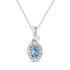 Thumbnail Image 1 of Oval-Cut Swiss Blue Topaz & Diamond Accent Swirl Necklace Sterling Silver 18&quot;