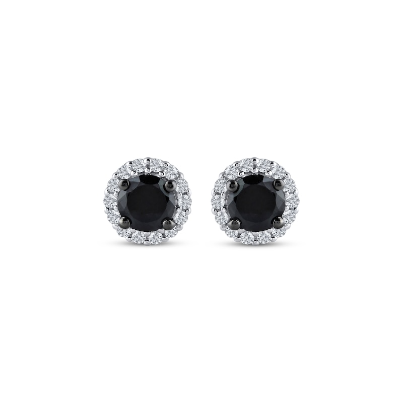 Black & White Diamond Halo Stud Earrings 1/2 ct tw 10K White Gold