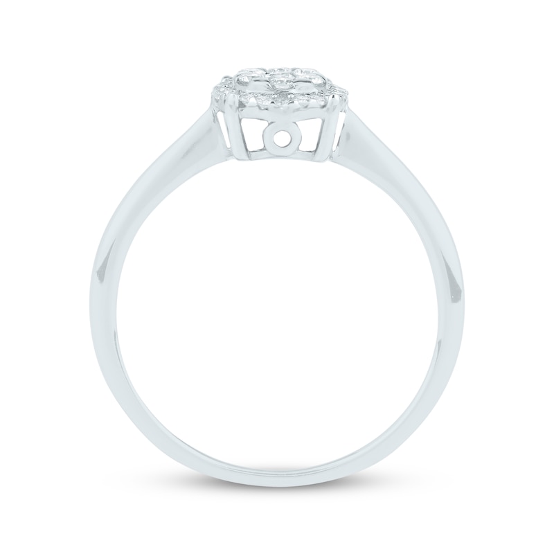 Multi-Diamond Halo Engagement Ring 1/5 ct tw 14K White Gold