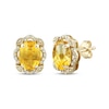 Thumbnail Image 0 of Oval-Cut Citrine & Diamond Scallop Frame Stud Earrings 1/8 ct tw 10K Yellow Gold