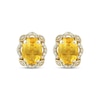 Thumbnail Image 1 of Oval-Cut Citrine & Diamond Scallop Frame Stud Earrings 1/8 ct tw 10K Yellow Gold