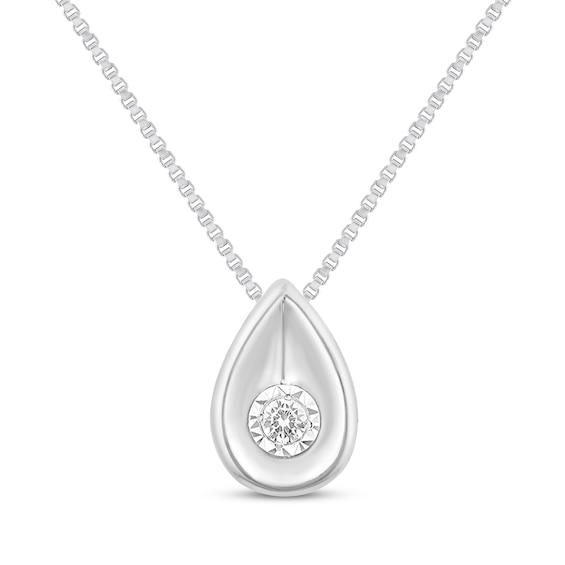 Diamond Solitaire Teardrop Necklace 1/20 ct tw Sterling Silver 18"