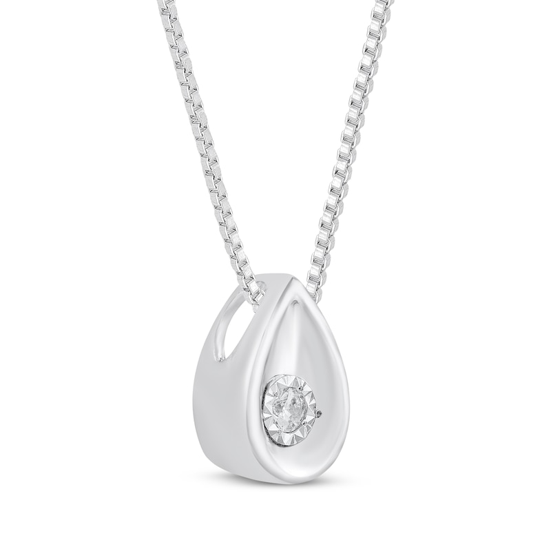 Main Image 2 of Diamond Solitaire Teardrop Necklace 1/20 ct tw Sterling Silver 18&quot;