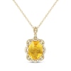 Thumbnail Image 1 of Oval-Cut Citrine & Diamond Scallop Frame Necklace 1/10 ct tw 10K Yellow Gold 18&quot;