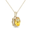 Thumbnail Image 2 of Oval-Cut Citrine & Diamond Scallop Frame Necklace 1/10 ct tw 10K Yellow Gold 18&quot;