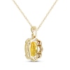 Thumbnail Image 2 of Oval-Cut Citrine & Diamond Scallop Frame Necklace 1/10 ct tw 10K Yellow Gold 18"