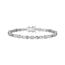 White Lab-Created Sapphire Infinity Link Bracelet Sterling Silver 7.25&quot;