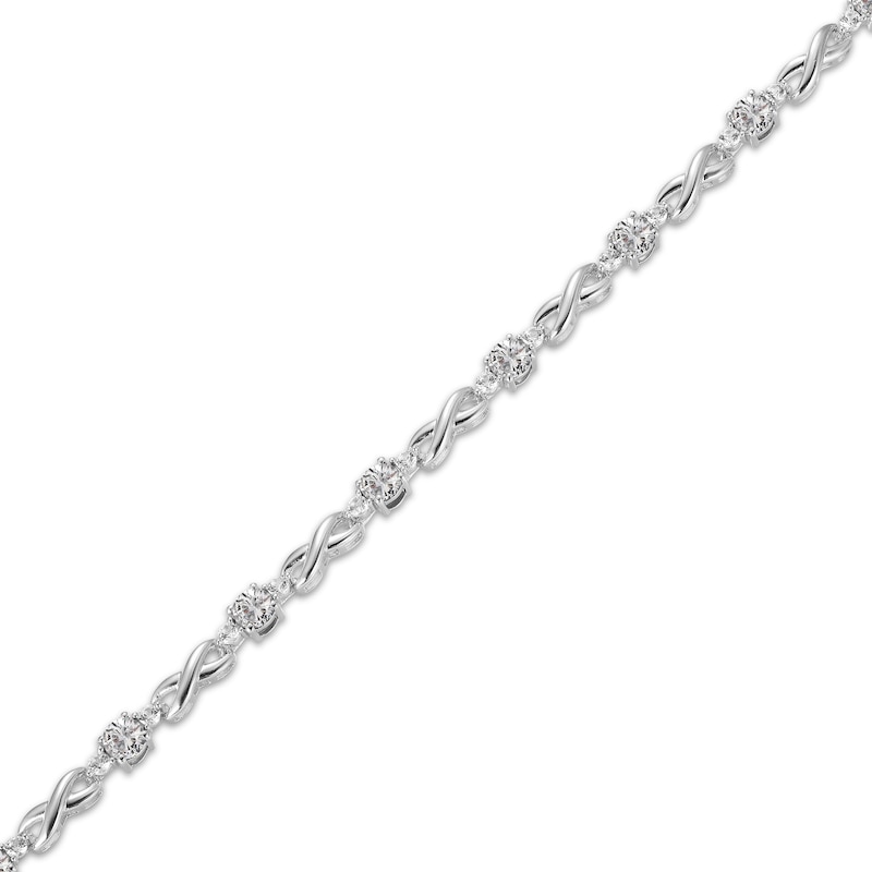 Main Image 2 of White Lab-Created Sapphire Infinity Link Bracelet Sterling Silver 7.25&quot;