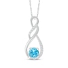 Thumbnail Image 1 of Swiss Blue Topaz & White Lab-Created Sapphire Twist Drop Necklace Sterling Silver 18&quot;