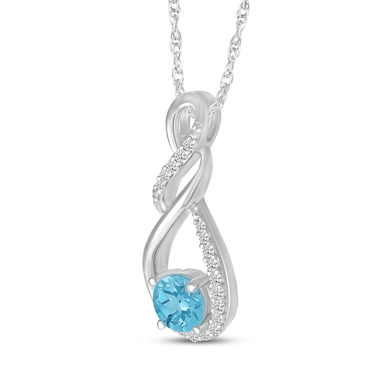 Main Image 2 of Swiss Blue Topaz & White Lab-Created Sapphire Twist Drop Necklace Sterling Silver 18&quot;