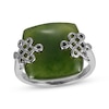 Thumbnail Image 1 of Cushion-Shaped Nephrite Jade Lucky Knot Ring Sterling Silver