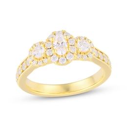 Memories, Moments, Magic Oval-Cut Diamond Three-Stone Engagement Ring 1 ct tw 14K Yellow Gold