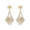 Thumbnail Image 2 of Baguette & Round-Cut Multi-Diamond Drop Earrings 5/8 ct tw 14K Yellow Gold