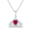 Thumbnail Image 1 of Heart-Shaped Lab-Created Ruby & White Lab-Created Sapphire Crown Necklace Sterling Silver 18&quot;