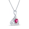 Thumbnail Image 2 of Heart-Shaped Lab-Created Ruby & White Lab-Created Sapphire Crown Necklace Sterling Silver 18&quot;