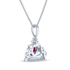 Thumbnail Image 3 of Heart-Shaped Lab-Created Ruby & White Lab-Created Sapphire Crown Necklace Sterling Silver 18&quot;