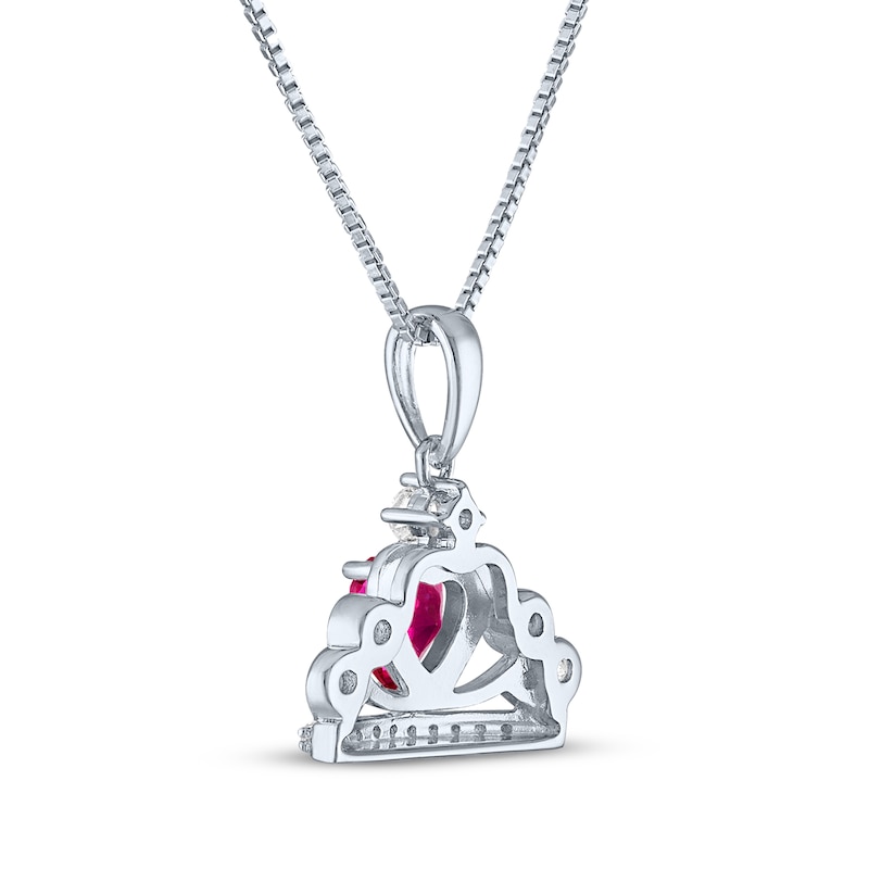 Main Image 3 of Heart-Shaped Lab-Created Ruby & White Lab-Created Sapphire Crown Necklace Sterling Silver 18&quot;