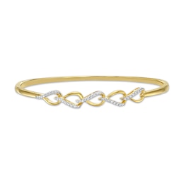 Diamond Flame Link Bangle Bracelet 1/4 ct tw 10K Yellow Gold