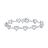 Thumbnail Image 1 of Diamond Heart & Bar Link Bracelet 1/10 ct tw Sterling Silver 7&quot;