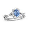 Thumbnail Image 1 of Le Vian Oval-Cut Blue Sapphire Ring 1/3 ct tw Diamonds 14K Vanilla Gold